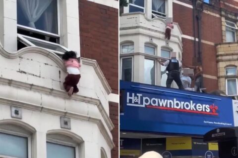 Londra’da mucize kurtuluş, pencereden düşen küçük kızı son anda yakaladılar